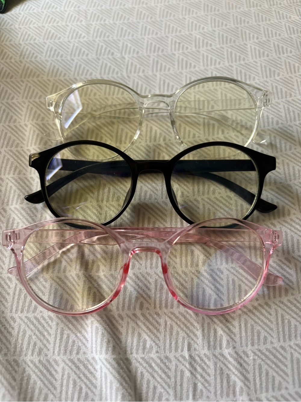 Amazon Women’s Round Blue light Glasses Set - Clear, Black & Pink Frames
